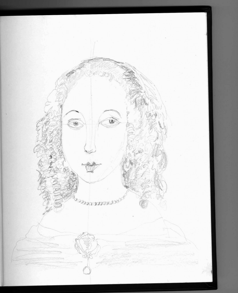 Sketch of Jacob van Loo's portrait of Sophia Coyman